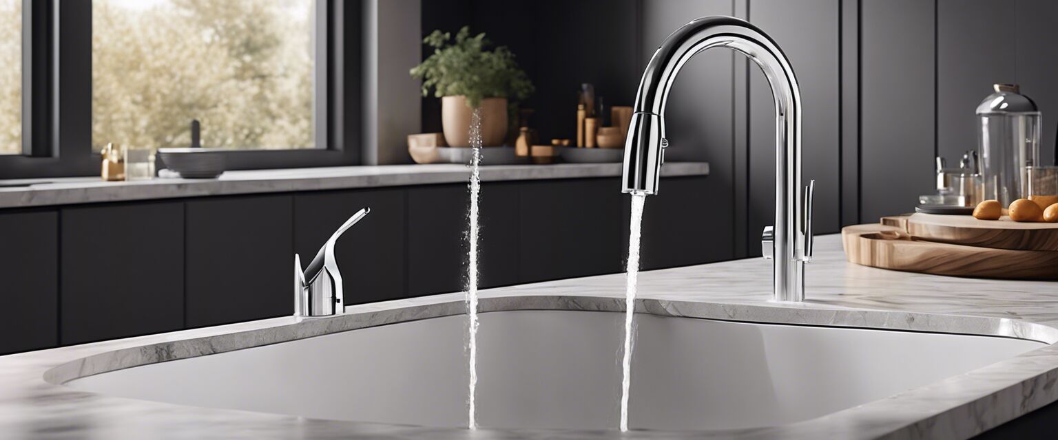 Smart touchless faucet in a contemporary kitchen setting