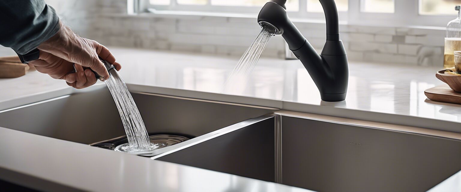 Installation process of a touchless faucet in a kitchen